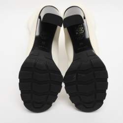 Pre Owned Alexander McQueen White Neoprene Slim Tread Mid Calf Boots Size 39