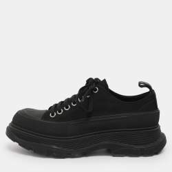Pre Owned Alexander McQueen Black Canvas Tread Slick Low Top Sneakers Size 41