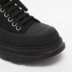 Pre Owned Alexander McQueen Black Canvas Tread Slick Low Top Sneakers Size 41