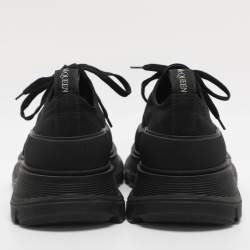 Pre Owned Alexander McQueen Black Canvas Tread Slick Low Top Sneakers Size 41