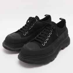 Pre Owned Alexander McQueen Black Canvas Tread Slick Low Top Sneakers Size 41