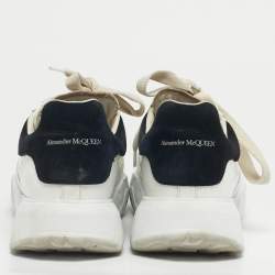 Pre Owned Alexander McQueen White/Black Leather Oversized Low Top Sneakers Size 37