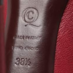 Pre Owned Alexander McQueen Red Leather Crystal Embellished Skull Detail Peep Toe Platform Pumps Size 38.5