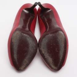 Pre Owned Alexander McQueen Red Leather Crystal Embellished Skull Detail Peep Toe Platform Pumps Size 38.5