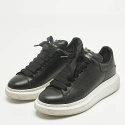 Pre Owned Alexander McQueen Black Leather Oversized Sneakers Size 37