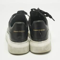 Pre Owned Alexander McQueen Black Leather Oversized Sneakers Size 37
