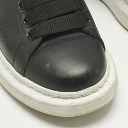 Pre Owned Alexander McQueen Black Leather Oversized Sneakers Size 37