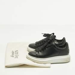 Pre Owned Alexander McQueen Black Leather Oversized Sneakers Size 37
