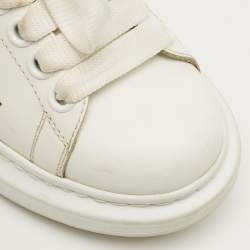 Pre Owned Alexander McQueen White/Pink Leather and Suede Larry Sneakers Size 35