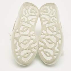 Pre Owned Alexander McQueen White/Pink Leather and Suede Larry Sneakers Size 35