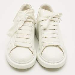 Pre Owned Alexander McQueen White/Pink Leather and Suede Larry Sneakers Size 35