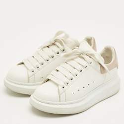 Pre Owned Alexander McQueen White/Pink Leather and Suede Larry Sneakers Size 35