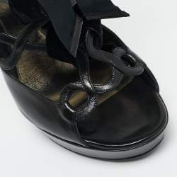 مملوكة مسبقًا Alexander McQueen Size 40 Black Leather Cut Out Platform Sandals