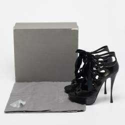 مملوكة مسبقًا Alexander McQueen Size 40 Black Leather Cut Out Platform Sandals