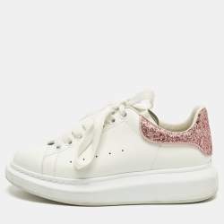 Pre Owned Alexander McQueen Oversized Size 38 White Leather Low Top Sneakers