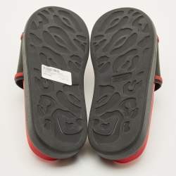 Pre Owned Alexander McQueen Hybrid Size 41 Black/Red Rubber Logo Slide Sandals