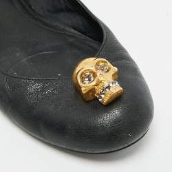 مملوكة مسبقًا حذاء فلات باليه أليكساندر ماكوين جمجمة جلد بنى مقاس 38.5 