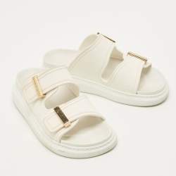 Pre Owned Alexander McQueen Hybrid Chelsea Size 36 White Rubber Flat Sandals
