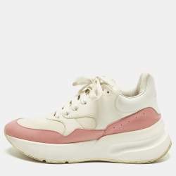 مملوكة مسبقًا Alexander McQueen Oversized Runner Size 39 White/Pink Leather Lace Up Sneakers