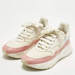 مملوكة مسبقًا Alexander McQueen Oversized Runner Size 39 White/Pink Leather Lace Up Sneakers