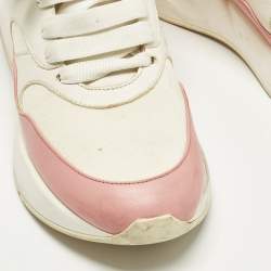 مملوكة مسبقًا Alexander McQueen Oversized Runner Size 39 White/Pink Leather Lace Up Sneakers