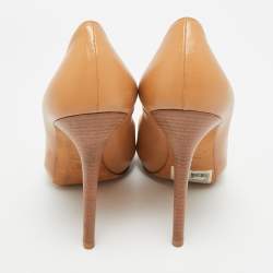 Pre Owned Alexander McQueen Skull Size 40 Brown Leather Peep Toe Platform Pumps