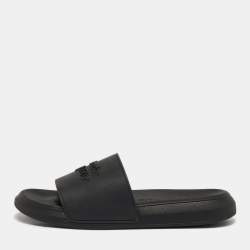 Pre Owned Alexander McQueen Size 37 Black Rubber Pool Slides 