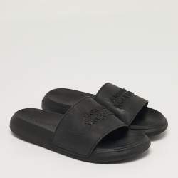 Pre Owned Alexander McQueen Size 37 Black Rubber Pool Slides 