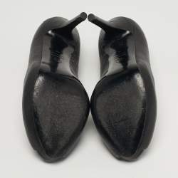 مملوكة مسبقًا حذاء كعب عالي أليكساندر ماكوين جلد أسود مزخرف كريستال جمجمة مزينة مقدمة مفتوحة مقاس 40