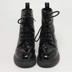 Pre Owned Alexander McQueen Oversized Size 41 Black Croc Embossed Patent Leather High Top Sneakers