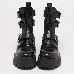 Pre Owned Alexander McQueen Size 37.5 Black Leather Ankle Length Boots