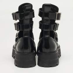 Pre Owned Alexander McQueen Size 37.5 Black Leather Ankle Length Boots
