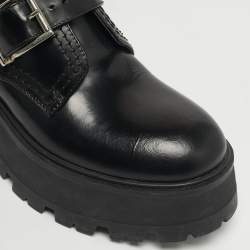 Pre Owned Alexander McQueen Size 37.5 Black Leather Ankle Length Boots