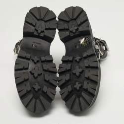 Pre Owned Alexander McQueen Size 37.5 Black Leather Ankle Length Boots