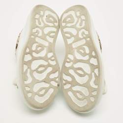 مملوكة مسبقًا Alexander McQueen Oversized Size 37 White Leather and Suede Lace Up Sneakers