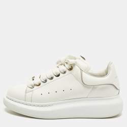 Pre Owned Alexander McQueen Oversized Size 37.5 White Leather Low Top Sneakers