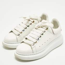 Pre Owned Alexander McQueen Oversized Size 37.5 White Leather Low Top Sneakers
