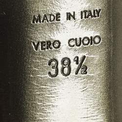 Pre Owned Alexander McQueen Size 38.5 Metallic Blue Foil Leather Round Pumps