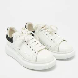 Pre Owned Alexander McQueen Oversized Size 37.5 White/Black Leather and Suede Low Top Sneakers