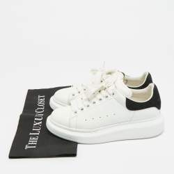 Pre Owned Alexander McQueen Oversized Size 37.5 White/Black Leather and Suede Low Top Sneakers