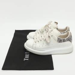 Pre Owned حذاء رياضي أليكسندر ماكوين جلد أبيض نمط كبير عنق منخفض مقاس 36.5