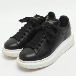 Pre Owned Alexander McQueen Oversized Size 36.5 Black Leather Low Top Sneakers