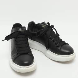 Pre Owned Alexander McQueen Oversized Size 36.5 Black Leather Low Top Sneakers