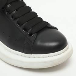 Pre Owned Alexander McQueen Oversized Size 36.5 Black Leather Low Top Sneakers