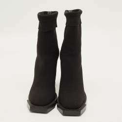 مملوكة مسبقًا Alexander McQueen Size 38.5 Black Stretch Fabric Ankle Length Boots