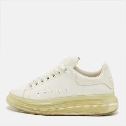 Pre Owned Alexander McQueen Larry Clear Sole Size 37.5 White Leather Low Top Sneakers