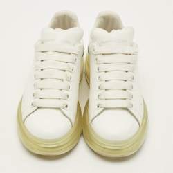 Pre Owned Alexander McQueen Larry Clear Sole Size 37.5 White Leather Low Top Sneakers