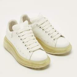 Pre Owned Alexander McQueen Larry Clear Sole Size 37.5 White Leather Low Top Sneakers