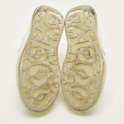 Pre Owned Alexander McQueen Larry Clear Sole Size 37.5 White Leather Low Top Sneakers