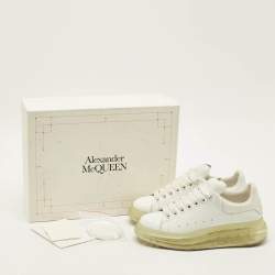 Pre Owned Alexander McQueen Larry Clear Sole Size 37.5 White Leather Low Top Sneakers